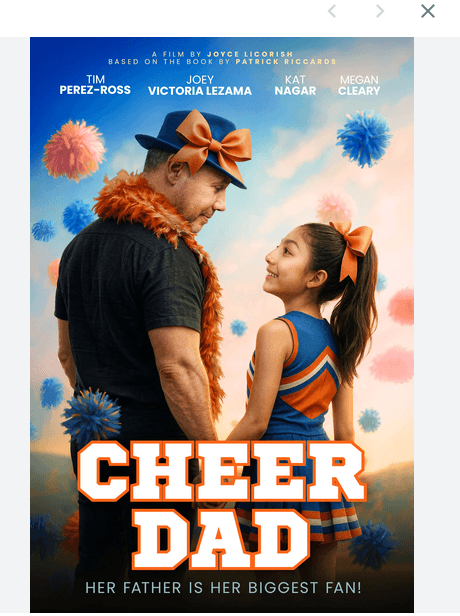 Cheer Dad movie poster — a film based on the book by Patrick Riccards, published by Author's Tranquility Press